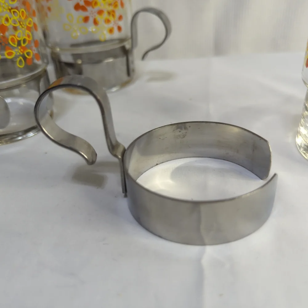 Vintage Japanese Sasaki Hardstrong Golden Flower Pattern Set Of 4 Glasses‎